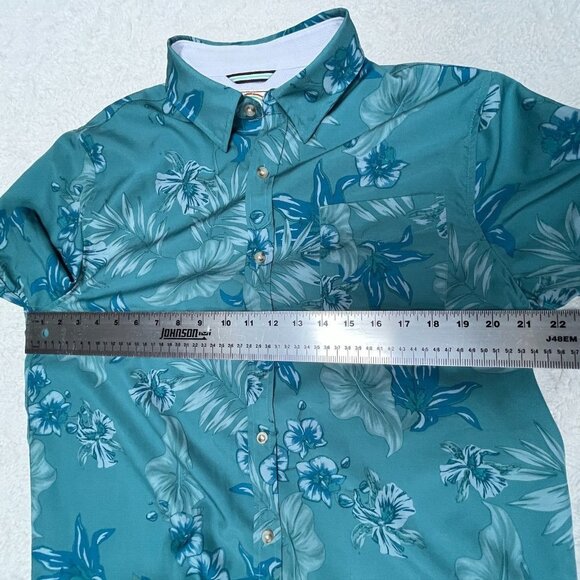 Island Classics Seapointe Mens Button Down Woven Shirt Medium Floral Blue - Picture 7 of 8